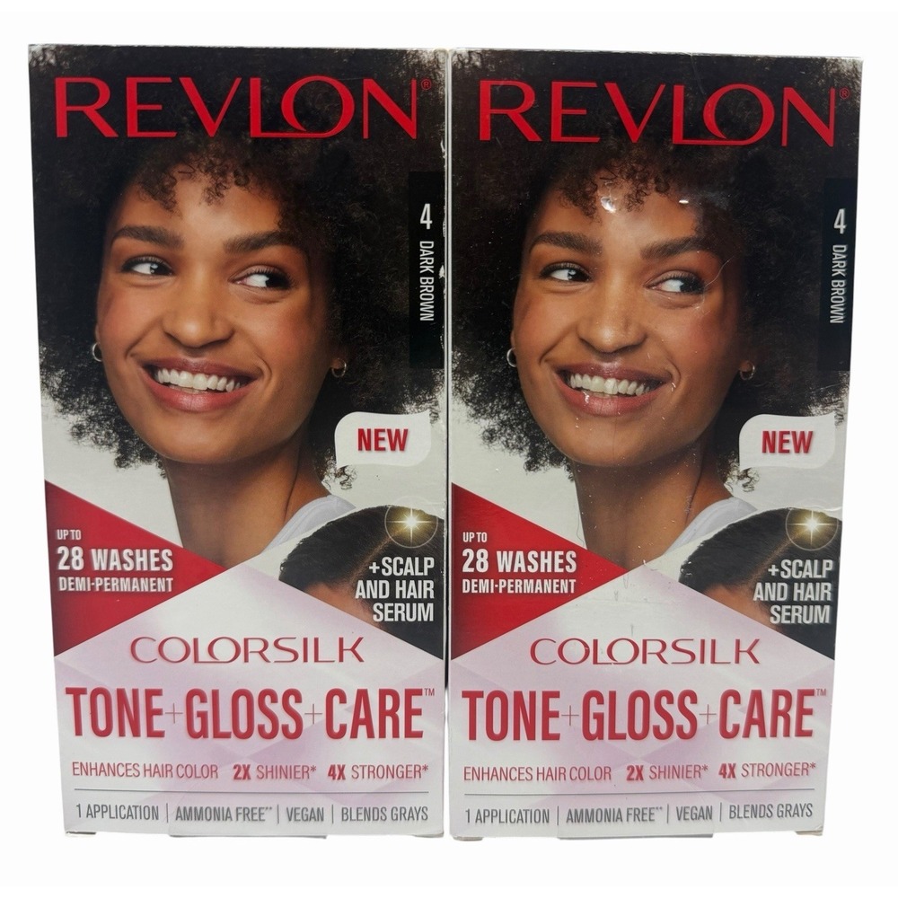 Revlon ColorSilk Tone + Gloss + Care 4 Dark Brown Demi-Permanent Color-Lot 2